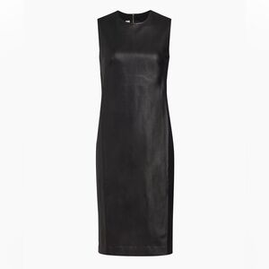 NWT Spanx Black Faux Leather Sheath Dress, size S